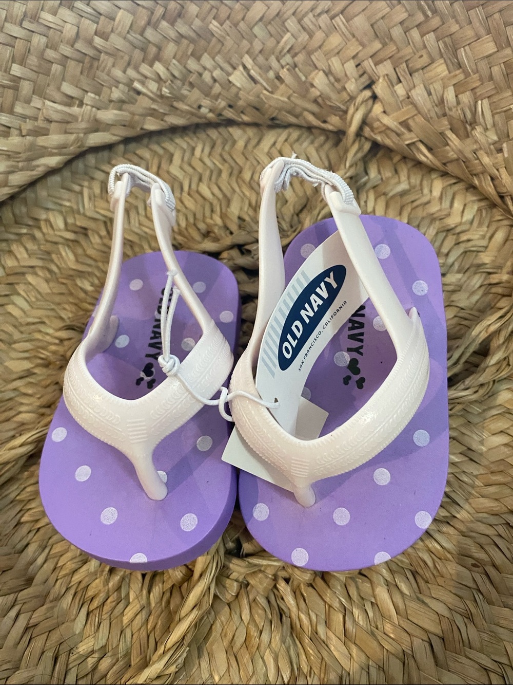 Old Navy NOS Vintage Baby Purple Polka Dot Flip Flops NWT 3-6M